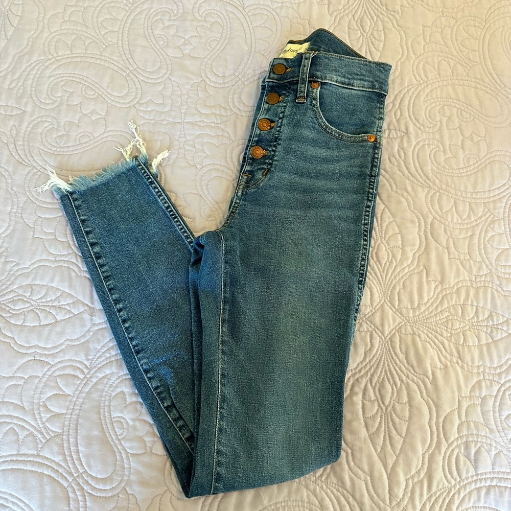 Madewell High Rise Frayed Hem Jeans